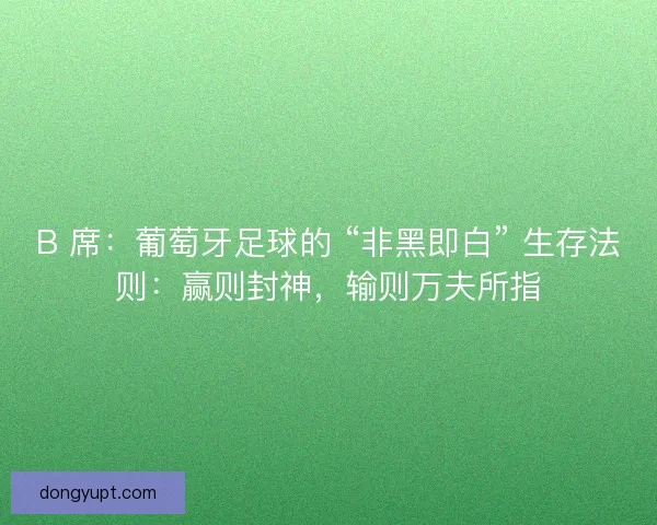 B 席：葡萄牙足球的 “非黑即白” 生存法则：赢则封神，输则万夫所指
