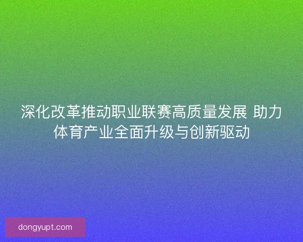 深化改革推动职业联赛高质量发展 助力体育产业全面升级与创新驱动
