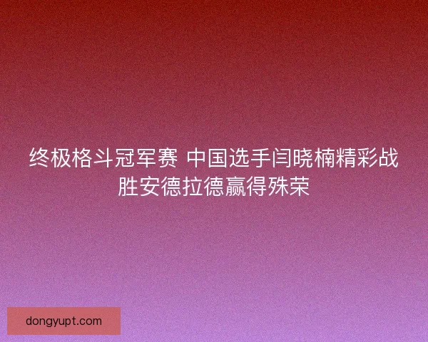 终极格斗冠军赛 中国选手闫晓楠精彩战胜安德拉德赢得殊荣