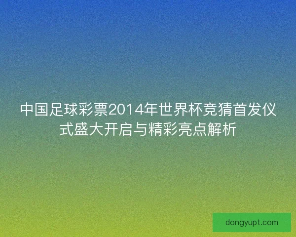 中国足球彩票2014年世界杯竞猜首发仪式盛大开启与精彩亮点解析
