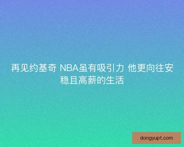 再见约基奇 NBA虽有吸引力 他更向往安稳且高薪的生活